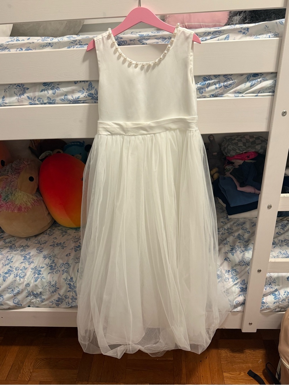 V Back Satin Flower Girl Dress Wedding A Line Bow Knot Dress Formal Gown
